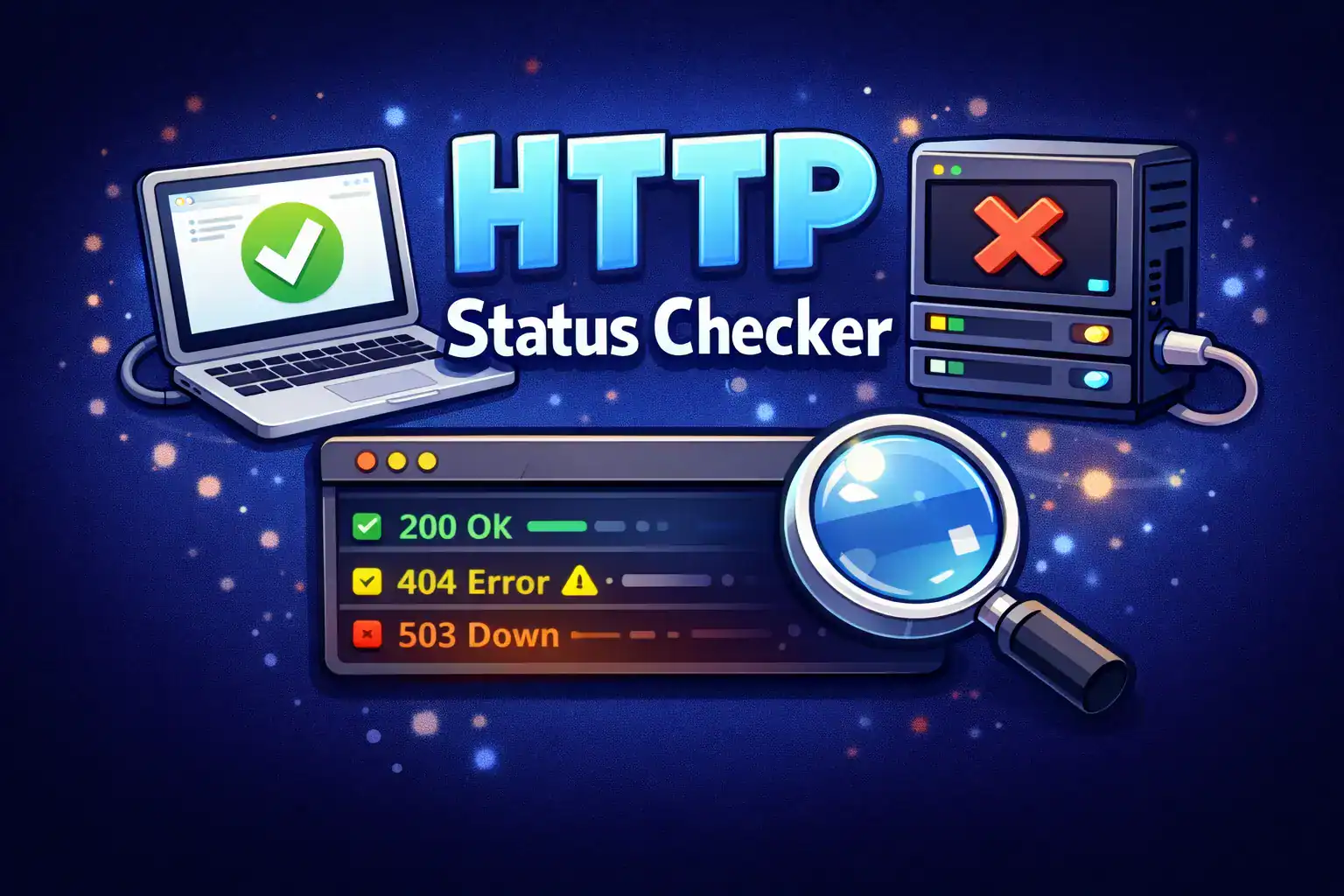 A cartoonish featured image for the simple http status checker script page.